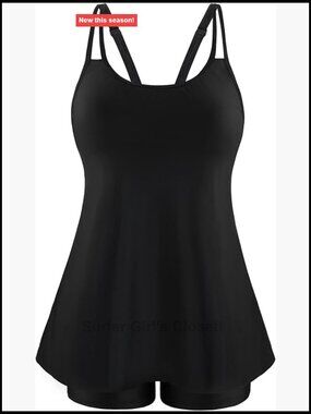 Plus Size Tankini Swimsuit Two Piece with Boy Shorts Flowey Tummy Control